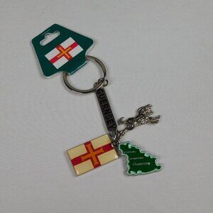 Guernsey Keychain Keyring Collectible Charms Channel Islands Souvenir Horse Flag
